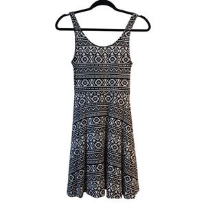 2/$10 Express Black and White Patterned A-line Mini Dress